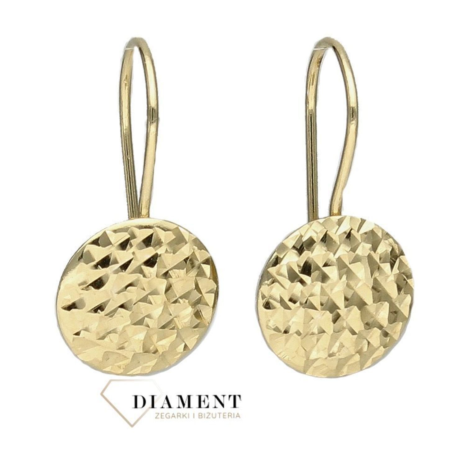 Kolczyki złote ' Grawerowane okręgi ' KL 9655.jpg